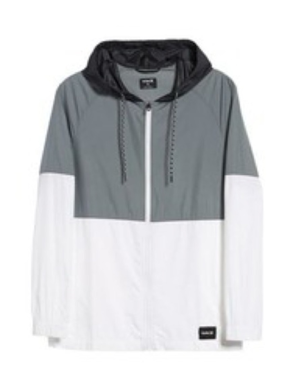 Hurley Pistol River Gray and White Colorblock Hooded Windbreaker